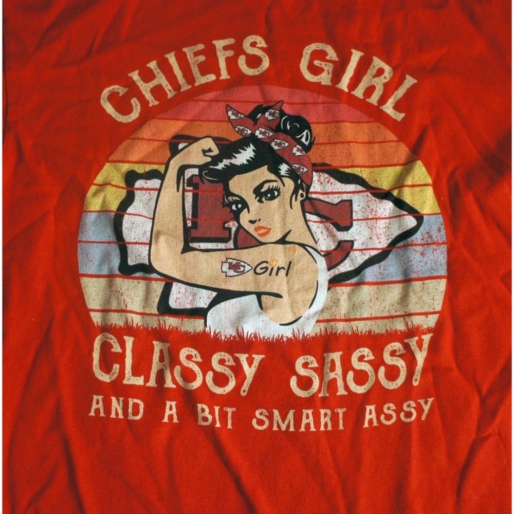 Kansas City Chiefs CHIEFS GIRL Classy Sassy Tee Shirt Delta Size L (Mahomes) - Picture 2 of 5